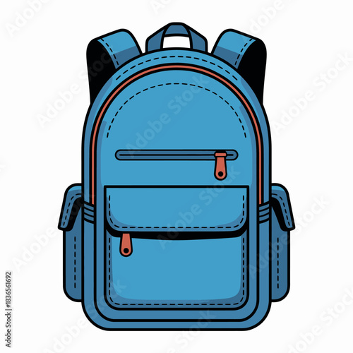 Blue school backpack with pockets for student education bag supplies learning children school supplies books carrying branding design
