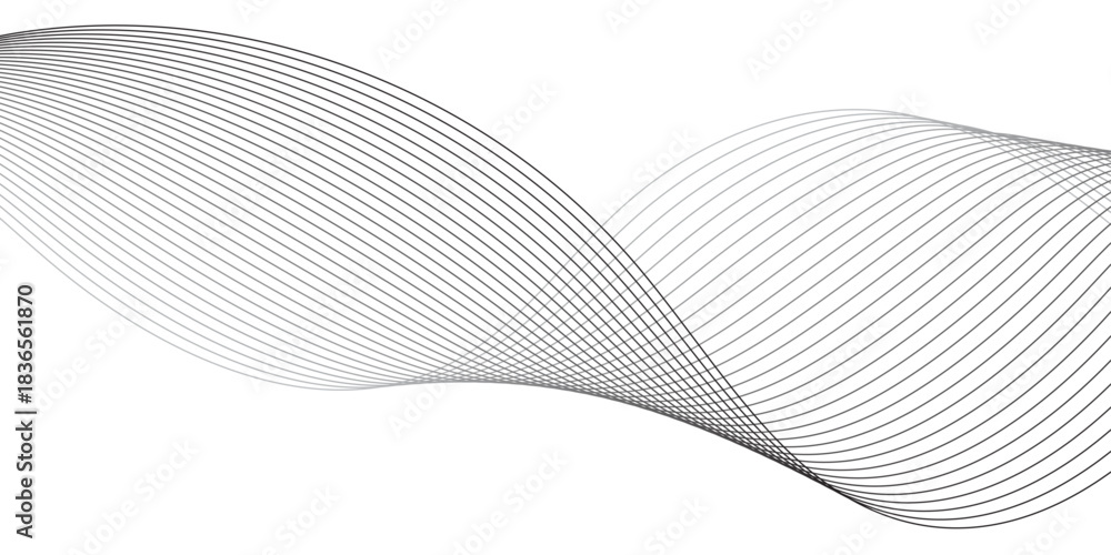 Naklejka premium Geometric grey vector waves on transparent background. Editable stroke, Abstract background wave line elegant white striped diagonal line technology concept web texture.