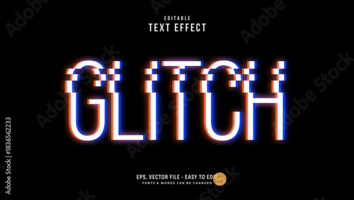Vibrant RGB Glitch 3D Editable Text Effect