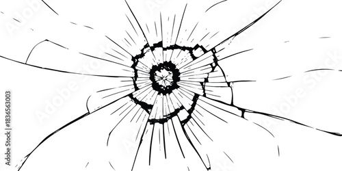 Shattered glass texture with central impact and radiating crack pattern