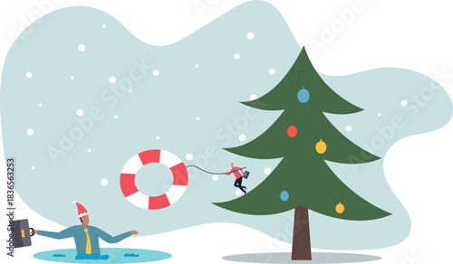 Help in crisis, life saver, rescue or business support, safe and security aid to solve problem, emergency lifebuoy.about a man and his life.