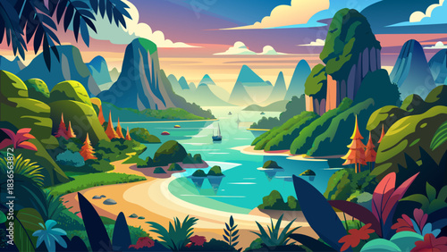 A breathtaking panoramic landscape from Samet Nangshe Viewpoint, showcasing Thailand’s iconic karst formations, tranquil waters, and vibrant tropical foliage. Perfect for travel, nature, and tourism