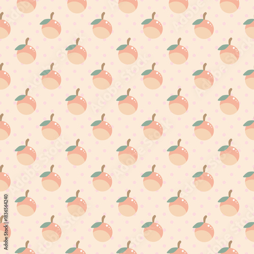 Orange fruit seamless pattern. Organic vitamins and healthy nutrition. Fresh Mandarin orange fruit vector design for wallpaper, clothing, wrapping, fabric, stationery, and phone cases.