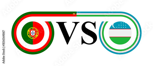 concept between portugal vs uzbekistan. vector illustration isolated on white background