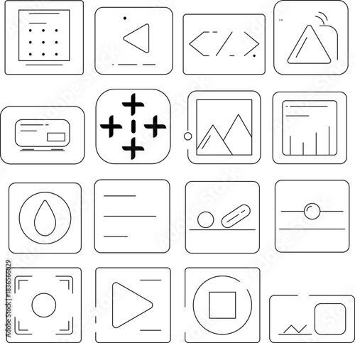 Minimal Line UI Icons Set – Outline Interface Symbol Collection