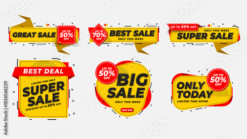 Premium colorful marketing price tag collection with frames, borders, and coupon style icons. Sale tag design set for best deals, and commerce promotions.