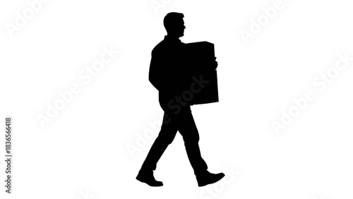 Minimalist black silhouette of a professional man standing confidently against a dark background perfect for modern branding