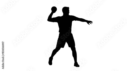 Dynamic silhouette of a person cheering or celebrating with arms raised against a stark black background for dramatic effect