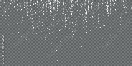 Dust sparks and stars shine with a special light. Christmas light effect. Glittering particles of magic dust.Vector sparkles on a transparent background. 