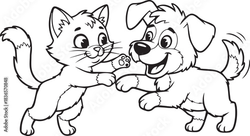 Cat and dog high five
