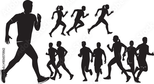 Running silhouette group