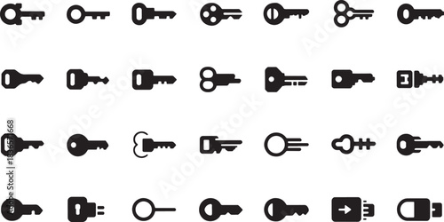 Collection of vintage and modern key silhouettes