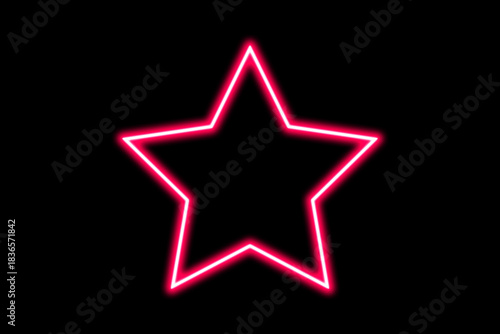 Vibrant Neon Star Outline on Black Background