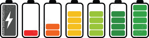 Battery Level Indicator Set Charging Power Energy Status Vector