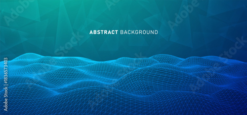 Technology digital speed connect blue green background, cyber nano information, abstract communication, innovation future tech data, internet network connection, Ai big data, line dot illustration