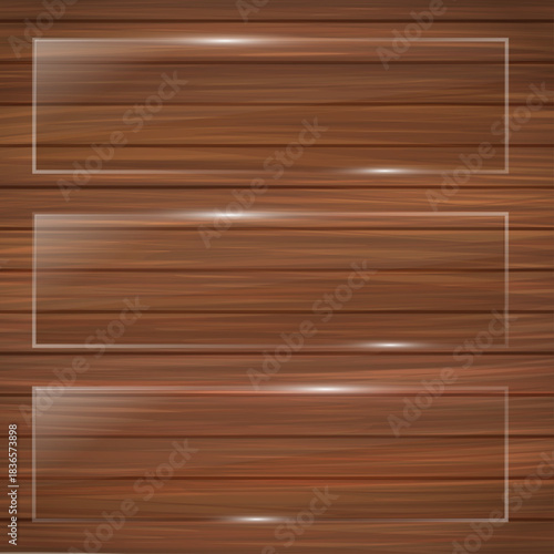 Glossy Wooden Texture Background with Smooth Horizontal Grain, Soft Light Reflections and Subtle Rectangular Frame Overlay | Natural Brown Wood Backdrop for Design, Poster, Banner, Template or Display