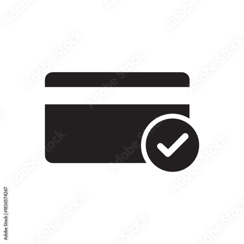 Credit card payment approved icon, secure transaction concept illustration