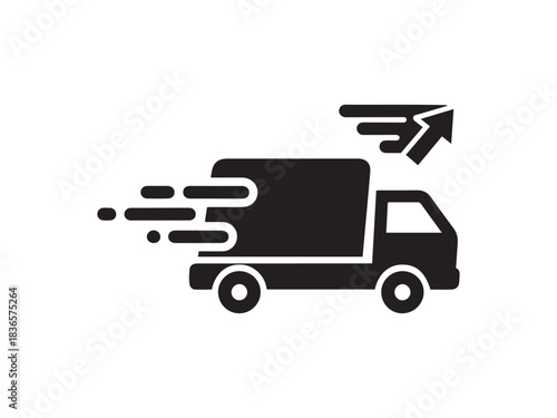 Fast moving truck icon, express delivery, quick shipping logistics servic