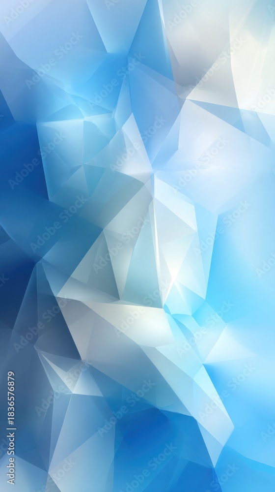 Fototapeta premium Modern abstract blue geometric background with crystalline polygonal facets and smooth gradient light effects