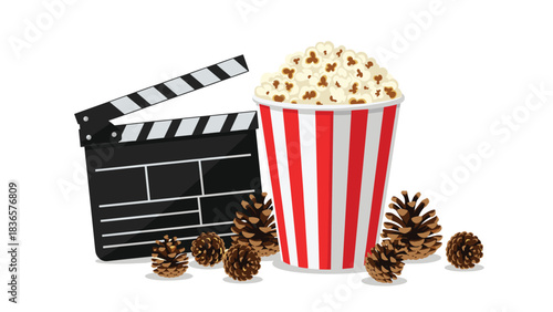 Enjoy a movie night with popcorn and pinecones for a cozy, festive holiday season gathering with friends and family