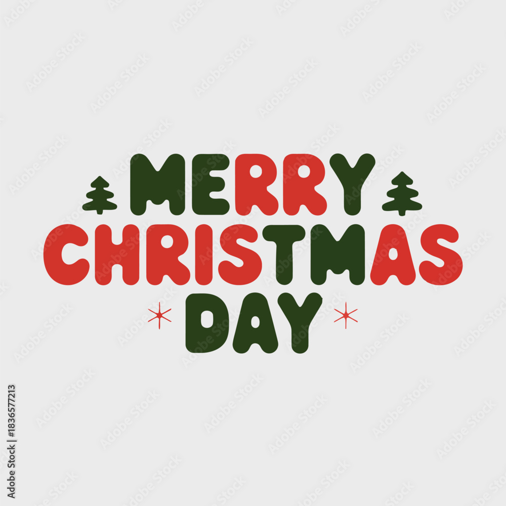 Fototapeta premium Merry Christmas Day festive holiday lettering vector design concept