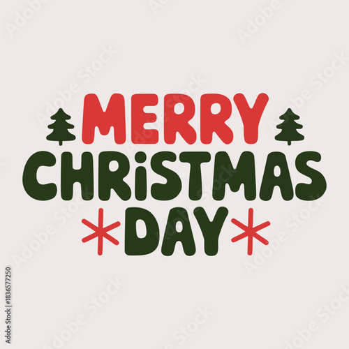 Hand-drawn Merry Christmas Day vector typography with holiday icons