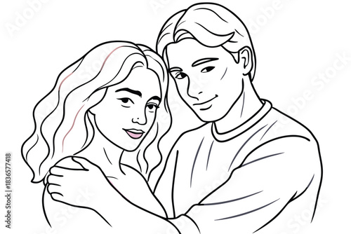 a couple embracing in a minimalistic and elegant