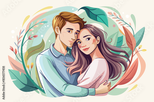 a couple embracing in a minimalistic and elegant