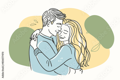 a couple embracing in a minimalistic and elegant