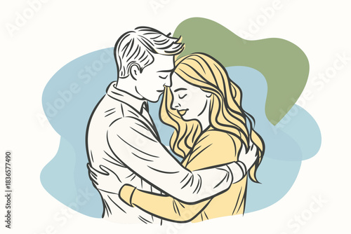 a couple embracing in a minimalistic and elegant