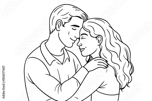 a couple embracing in a warm hug soft pastel background