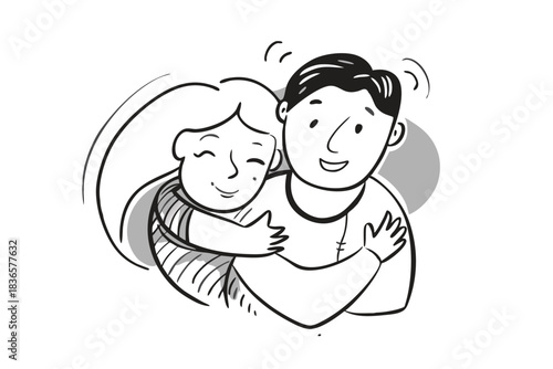 a couple embracing in a warm hug soft pastel background