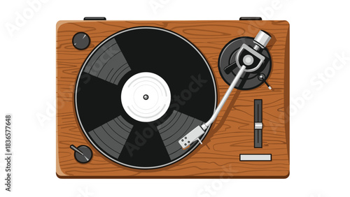 Vintage vibes are back with this retro turntable illustration ready to spin some vinyl records and create a nostalgic atmosphere