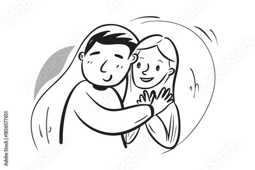 a couple embracing in a warm hug soft pastel background
