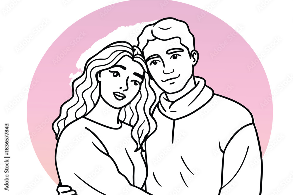 Obraz premium a couple in a gentle embrace minimalist design