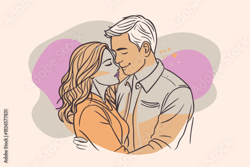 a couple in a gentle embrace minimalist design