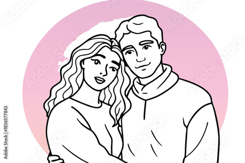 a couple in a gentle embrace minimalist design