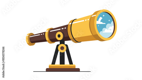 Explore the cosmos with a beautiful telescope icon perfect for science education or astronomy themed projects and designs