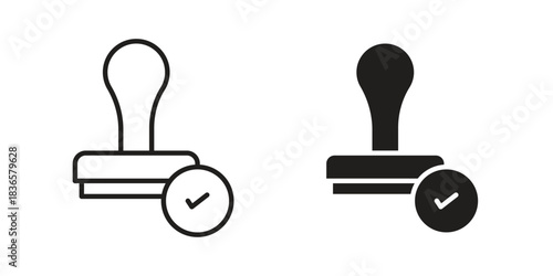 Approval stamp icons collection. Line vector sign, symbol for web and mobile