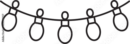 Festive string lights illustration icon hanging in party or celebration