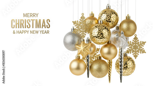 Merry christmas golden balls