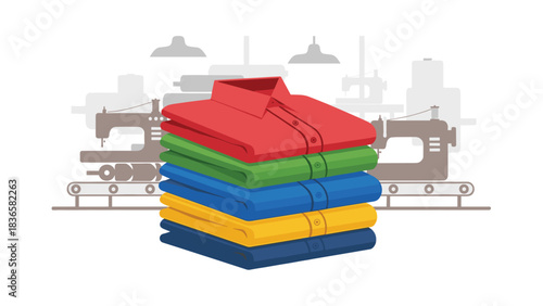 Vibrant stack of freshly folded colorful dress shirts ready for distribution from the manufacturing floor