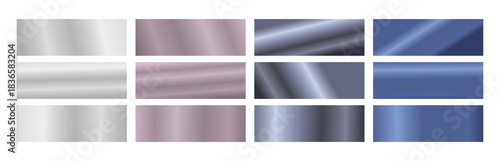 Set of blue, pink, bronze and silver gradients. metallic steel or big set of gradients. Metal gradients collection,