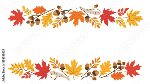 Stunning autumn leaf and acorn border perfect for elegant fall event invitations and seasonal design projects