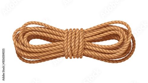 Sturdy coiled natural fiber rope ready for shipping logistics or nautical adventure use