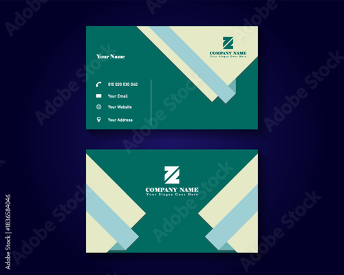 Name Card Bussiness Blue White