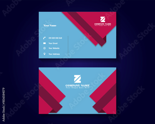 Name Card Bussiness Blue White