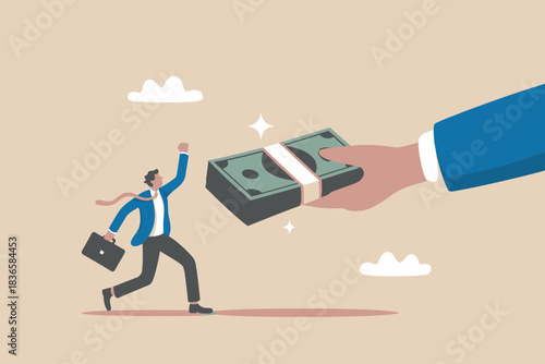 Business receives cash gift with excitement and celebration.