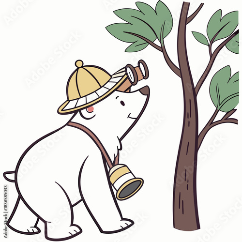 Whimsical Polar bear feeling Silly in a Safari Adventure setting with with a tiny crown – colored in Savannah Heat