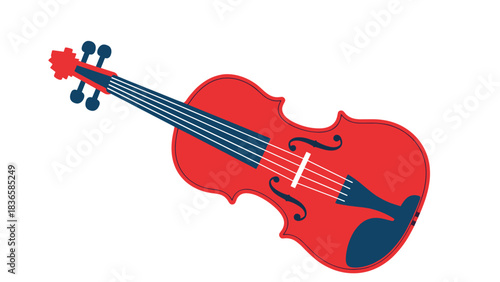 Vibrant red and blue stylized violin design perfect for music education promotion or artistic branding concepts